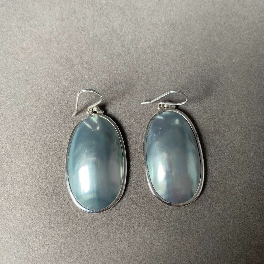 Silver & Light Green Shell Earrings